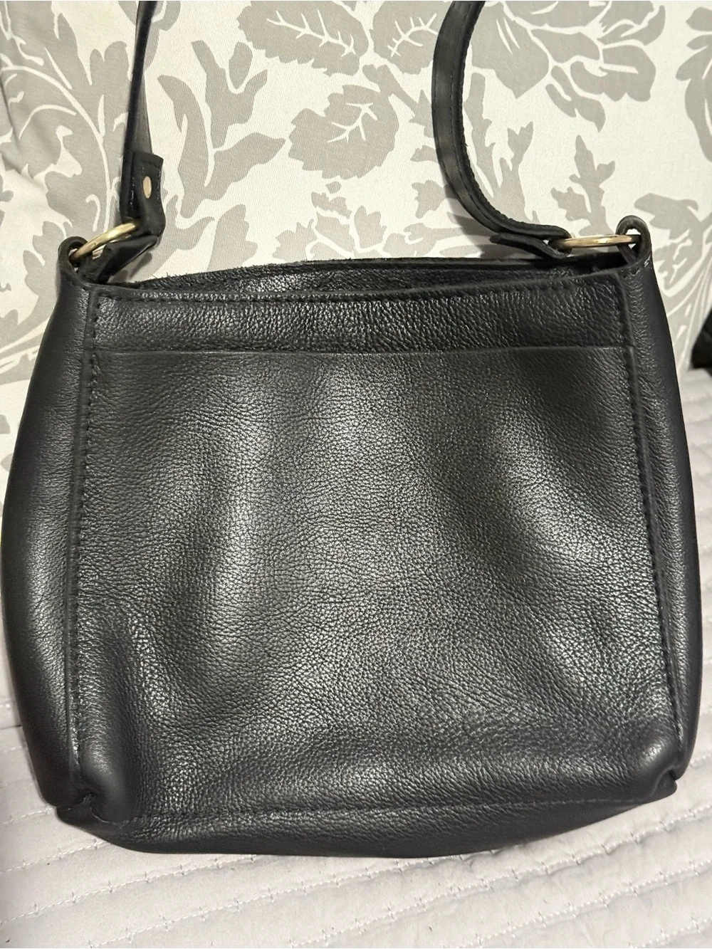 Portland Leather Goods Black Pebbled Classic Triangle Shoulder Bag - Women's Bag
